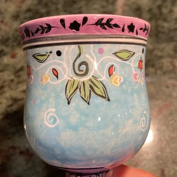 NEW!! beautiful painted ceramic kiddish cup - Picture 7 of 10